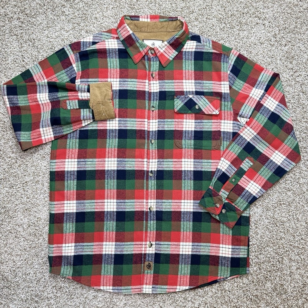 Legendary Whitetails Mens Large Buck Camp Plaid Flannel Shirt Cotton Outdoors